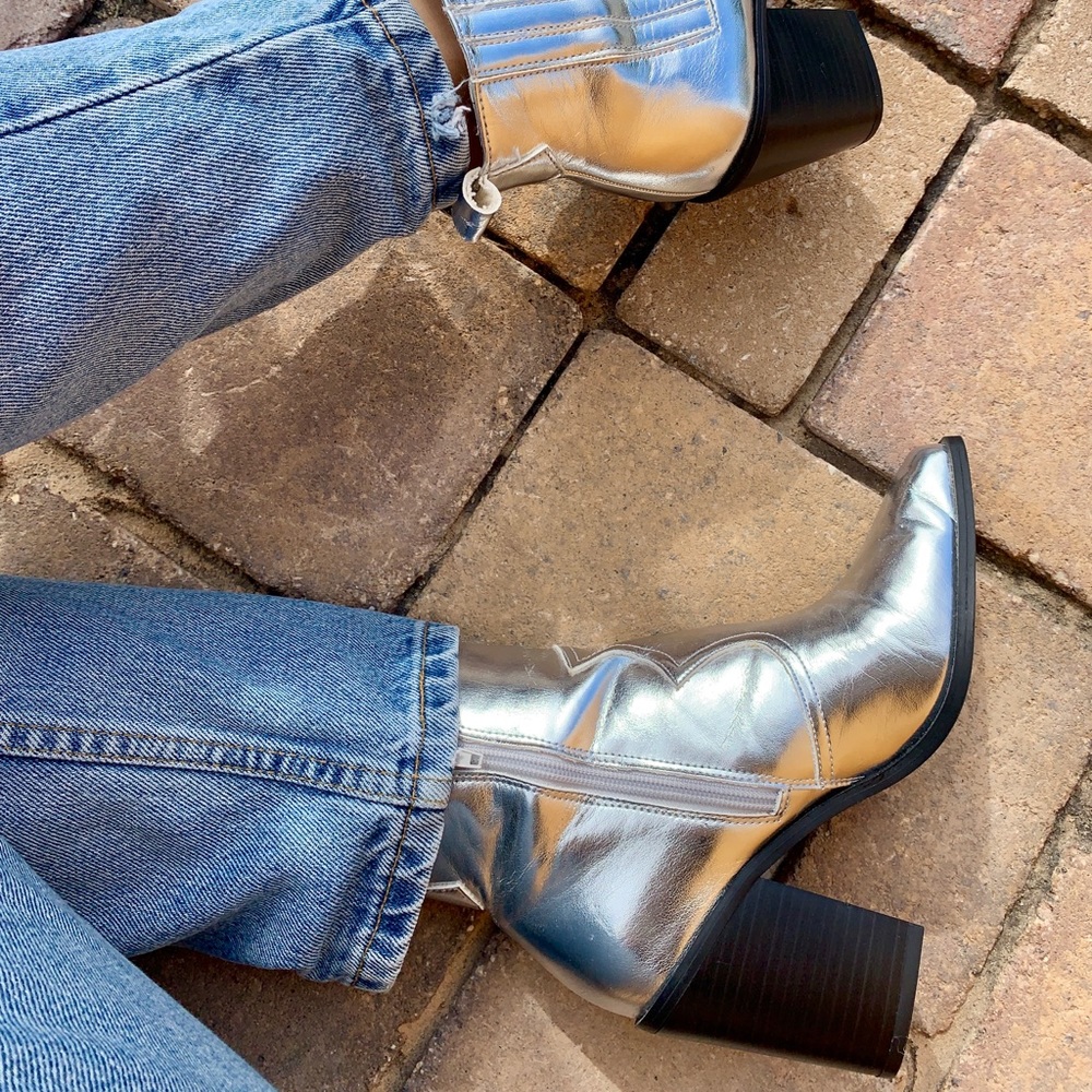 Silver cowboy booties